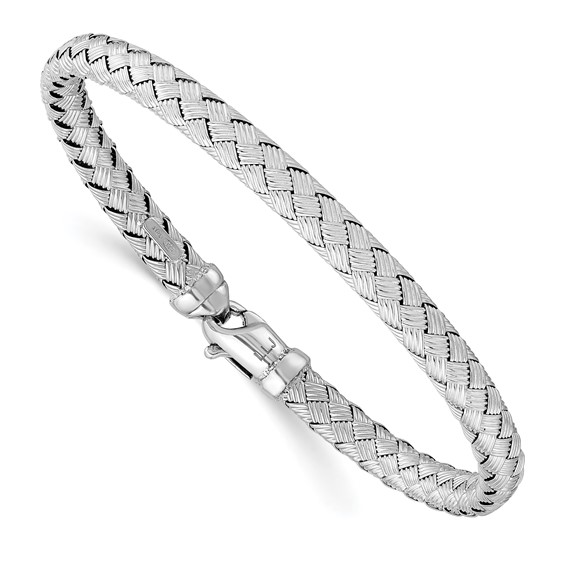 Leslie's Sterling Rhodium-plated Weaved Silver Bangle