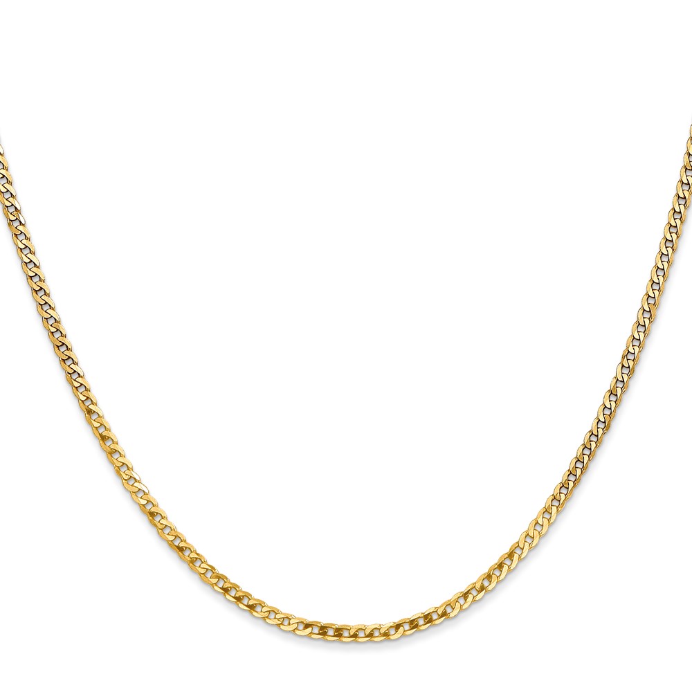 14K 16 inch 2.2mm Flat Beveled Curb with Lobster Clasp Chain (FBU060-16)