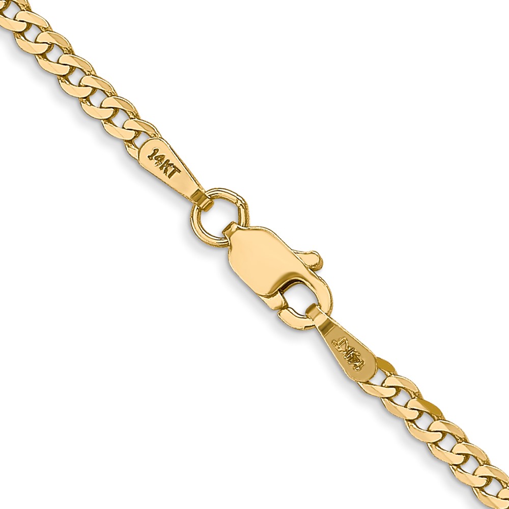 14K 16 inch 2.2mm Flat Beveled Curb with Lobster Clasp Chain (FBU060-16)