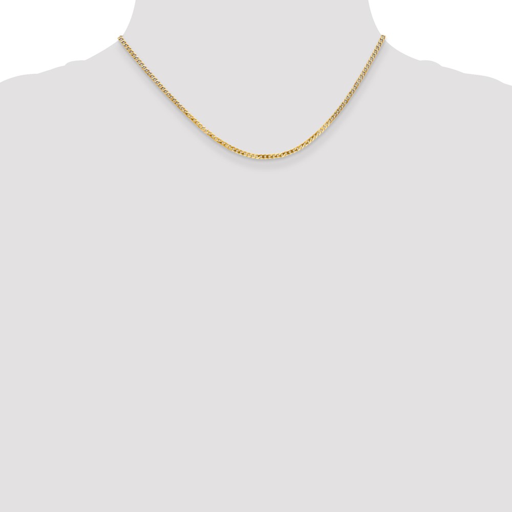 14K 16 inch 2.2mm Flat Beveled Curb with Lobster Clasp Chain (FBU060-16)