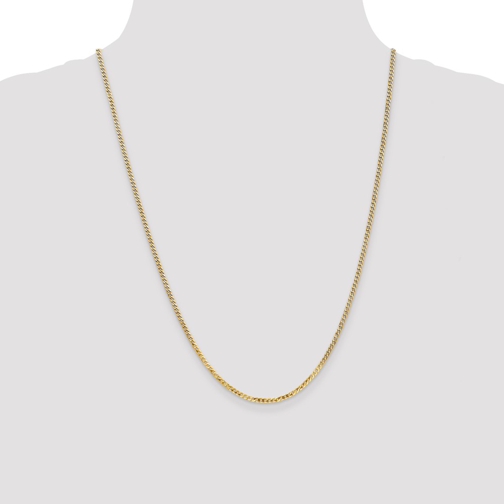 14K 24 inch 2.2mm Flat Beveled Curb with Lobster Clasp Chain (FBU060-24)