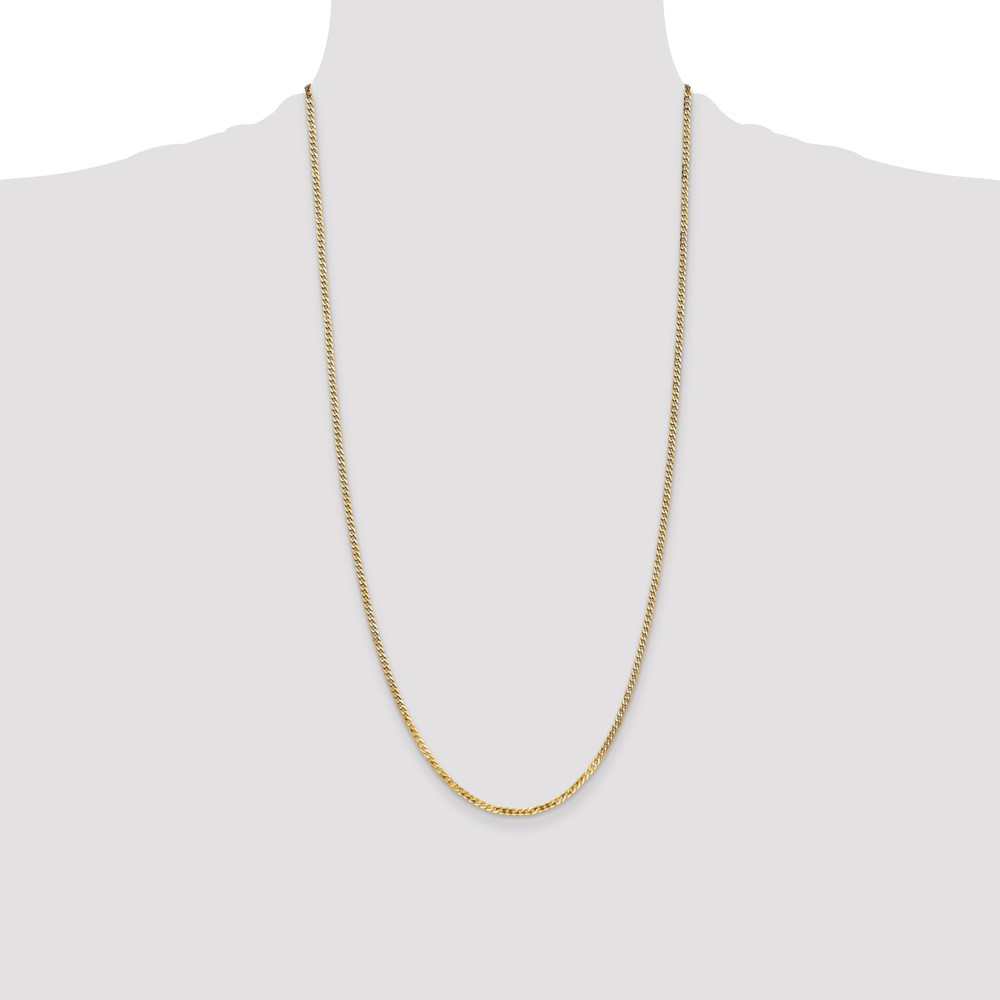 14K 28 inch 2.2mm Flat Beveled Curb with Lobster Clasp Chain (FBU060-28)
