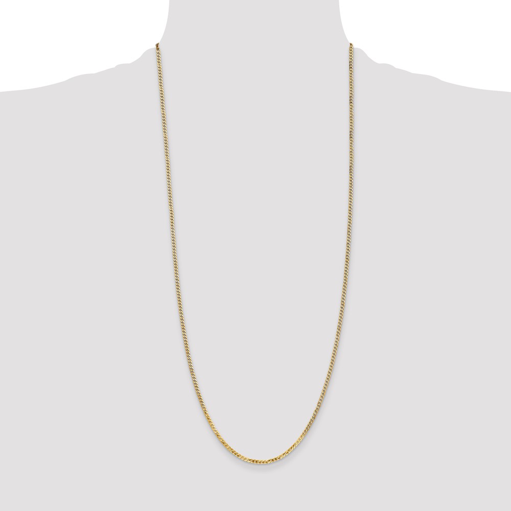 14K 30 inch 2.2mm Flat Beveled Curb with Lobster Clasp Chain (FBU060-30)