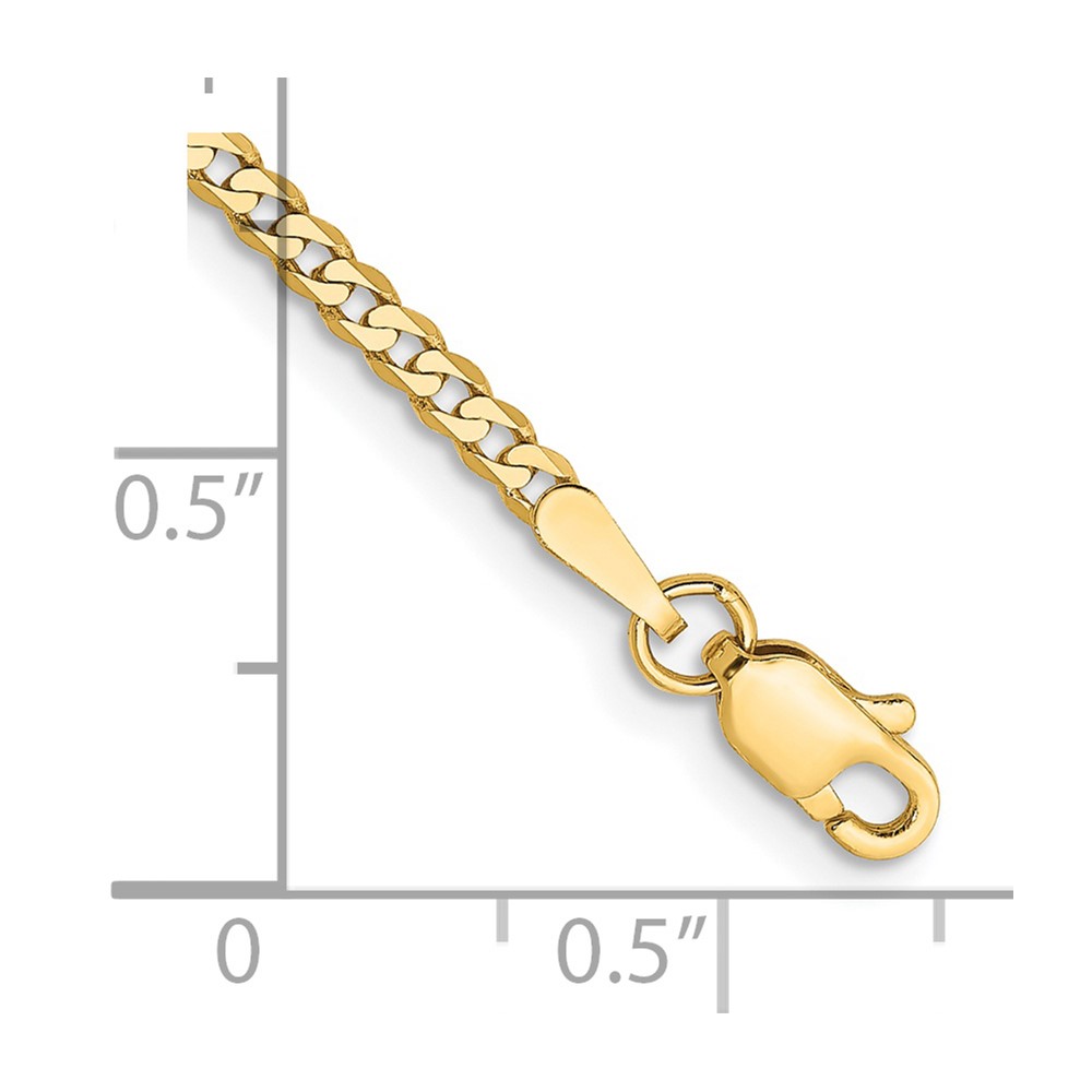 14K 7 inch 2.2mm Flat Beveled Curb with Lobster Clasp Bracelet (FBU060-7)