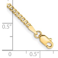 14K 2.2mm Yellow Gold Flat Beveled Curb Bracelet with Lobster Clasp, 8" view 2