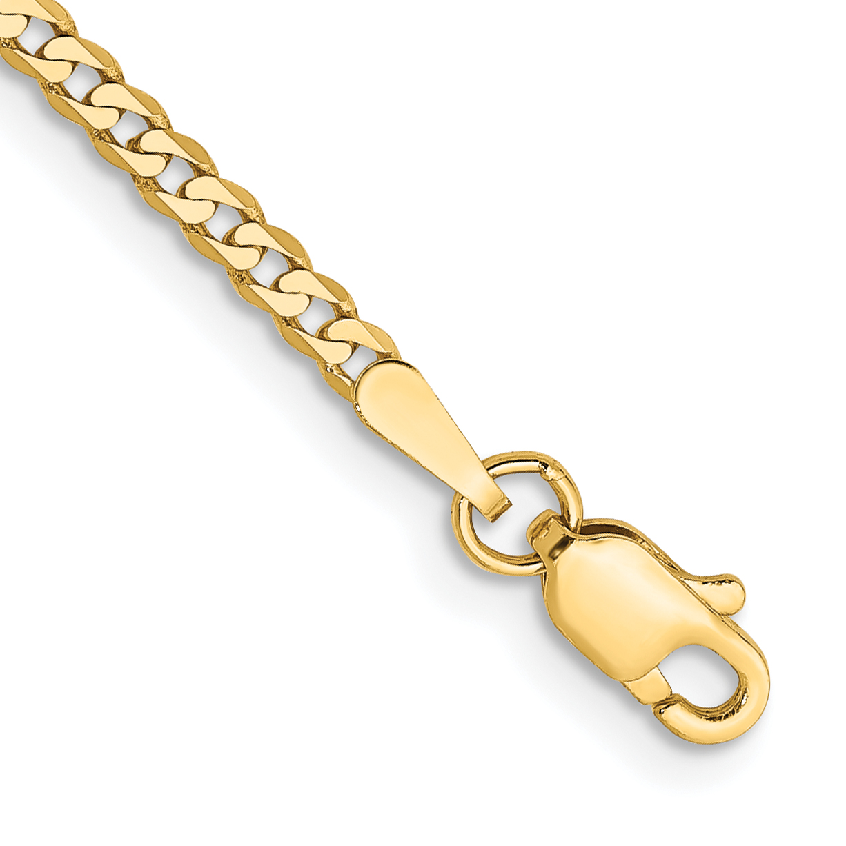 14K 7 inch 2.2mm Flat Beveled Curb with Lobster Clasp Bracelet (FBU060-7)