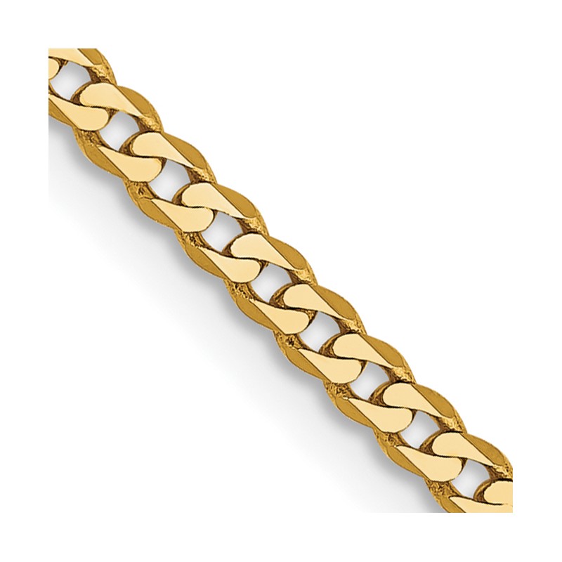 14K 18 inch 2.2mm Flat Beveled Curb with Lobster Clasp Chain