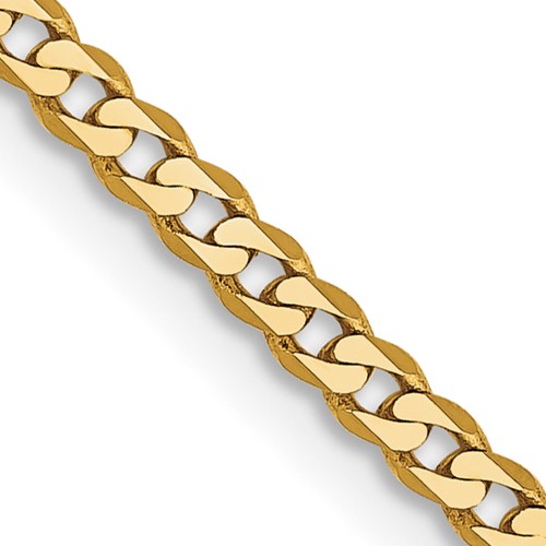 14K 16 inch 2.2mm Flat Beveled Curb with Lobster Clasp Chain