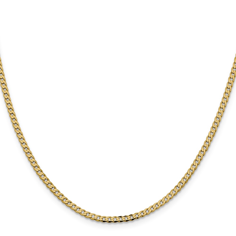 14K 18 inch 2.3mm Flat Beveled Curb with Lobster Clasp Chain (FBU070-18)
