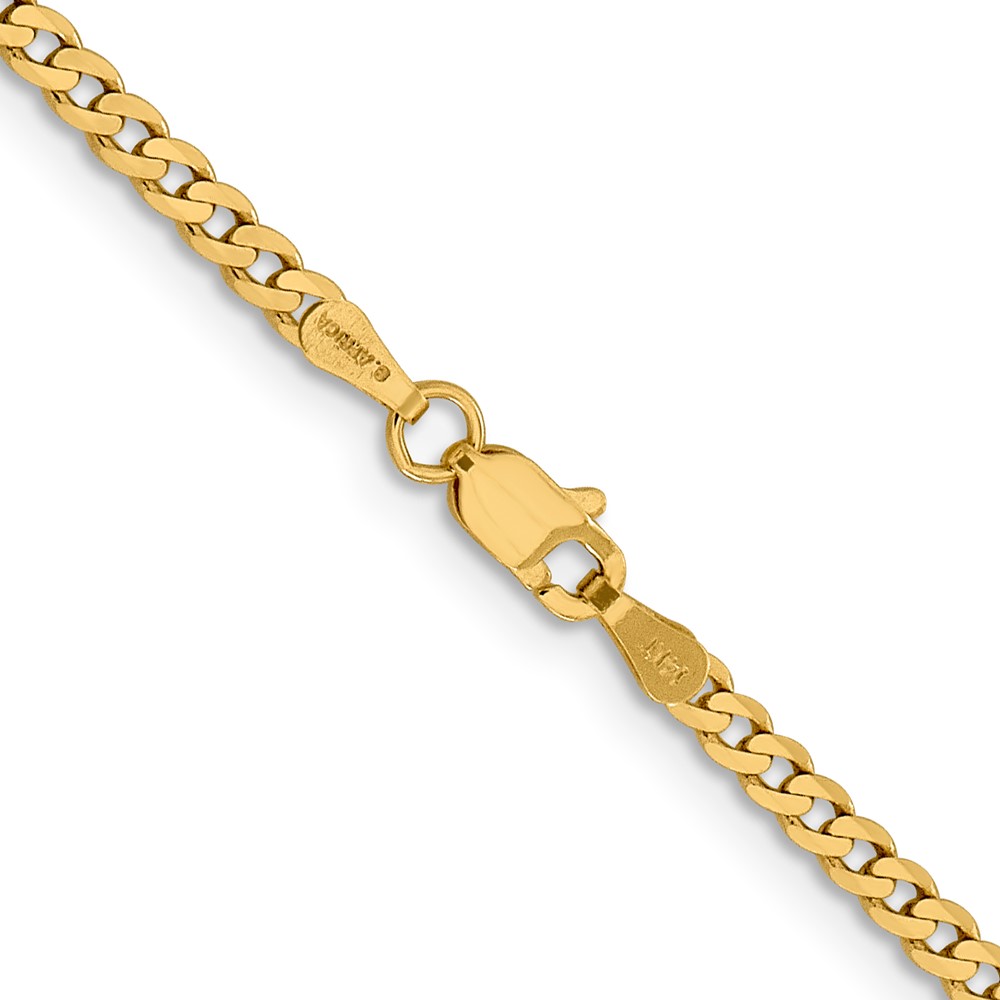 14K 18 inch 2.3mm Flat Beveled Curb with Lobster Clasp Chain (FBU070-18)