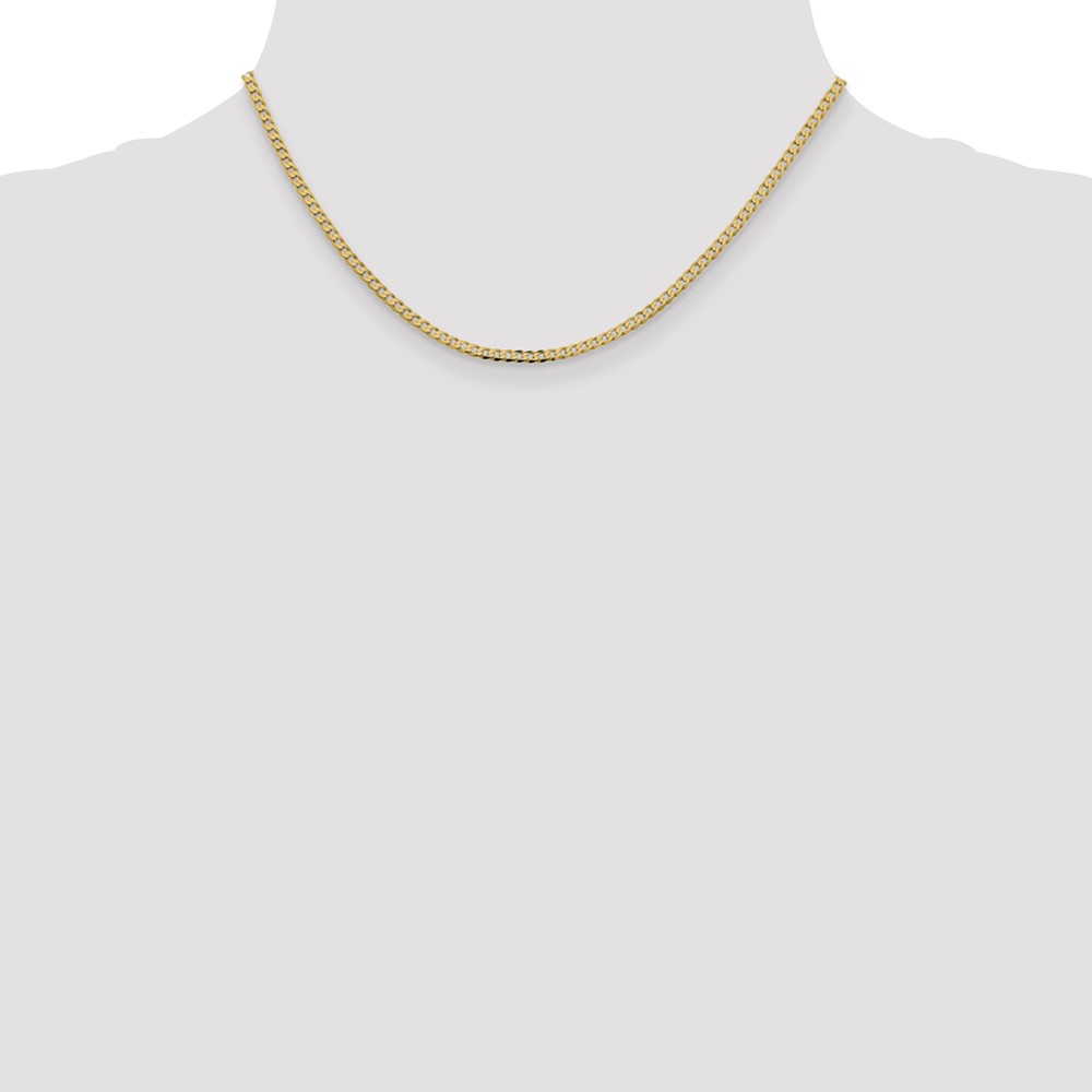 14K 16 inch 2.3mm Flat Beveled Curb with Lobster Clasp Chain (FBU070-16)