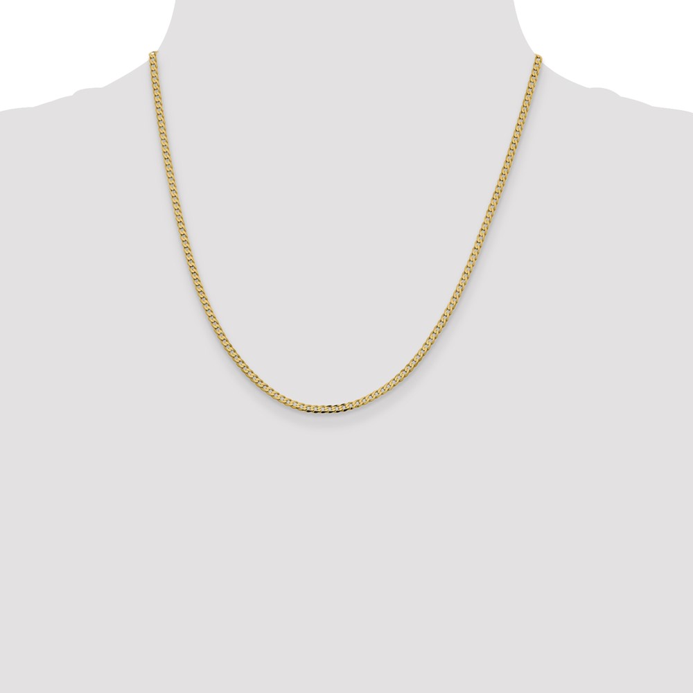 14K 20 inch 2.3mm Flat Beveled Curb with Lobster Clasp Chain (FBU070-20)