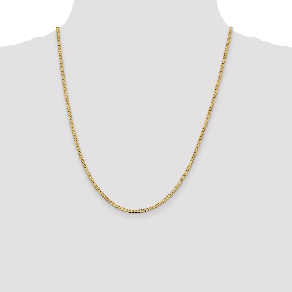 14K 22 inch 2.3mm Flat Beveled Curb with Lobster Clasp Chain (FBU070-22)