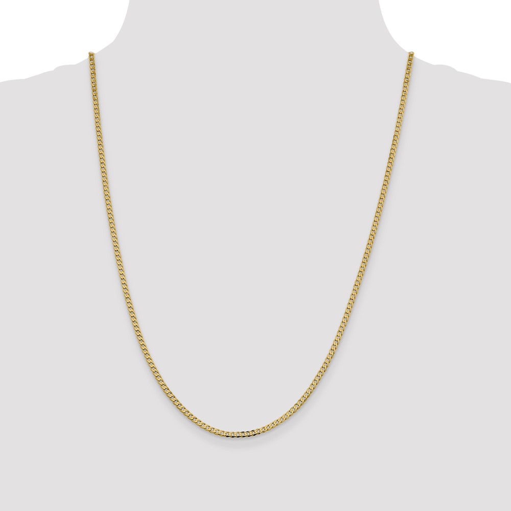 14K 24 inch 2.3mm Flat Beveled Curb with Lobster Clasp Chain (FBU070-24)