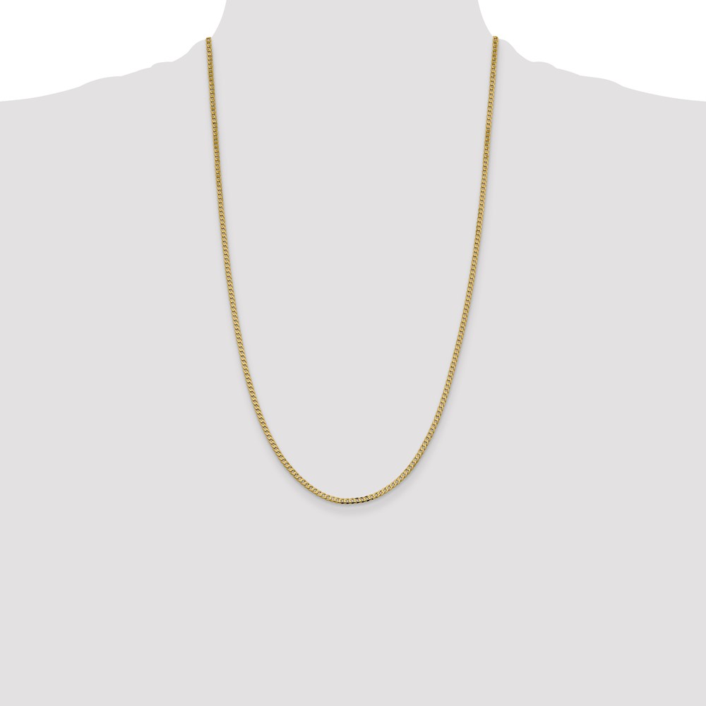 14K 26 inch 2.3mm Flat Beveled Curb with Lobster Clasp Chain (FBU070-26)