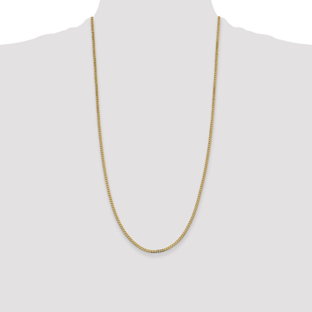 14K 28 inch 2.3mm Flat Beveled Curb with Lobster Clasp Chain (FBU070-28)