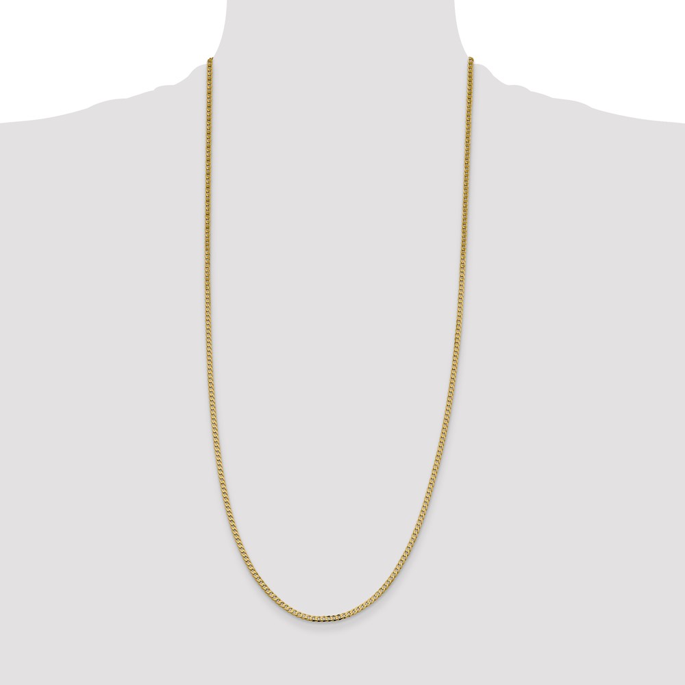 14K 30 inch 2.3mm Flat Beveled Curb with Lobster Clasp Chain (FBU070-30)