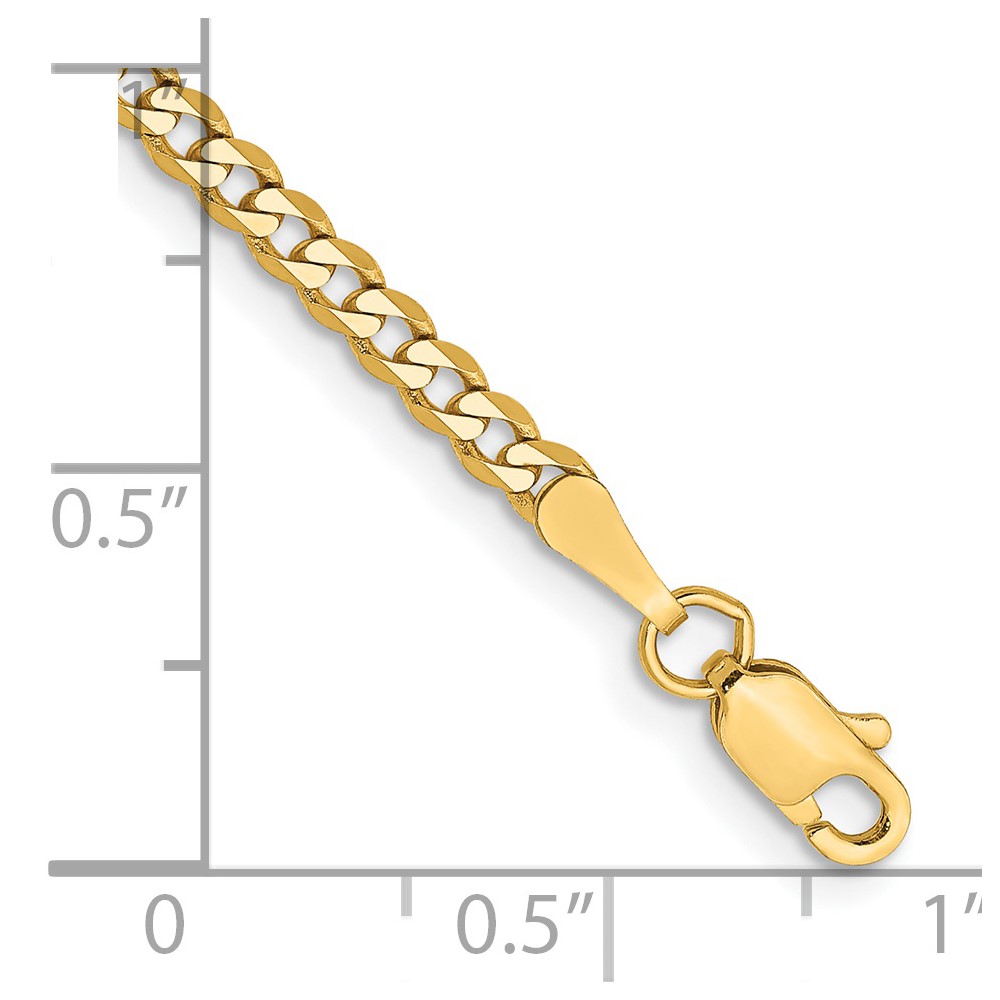 14K 7 inch 2.3mm Flat Beveled Curb with Lobster Clasp Bracelet (FBU070-7)