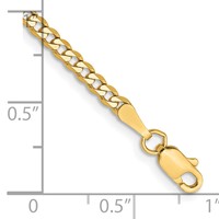 14K 2.3mm Yellow Gold Flat Beveled Curb Bracelet with Lobster Clasp, 7" view 2