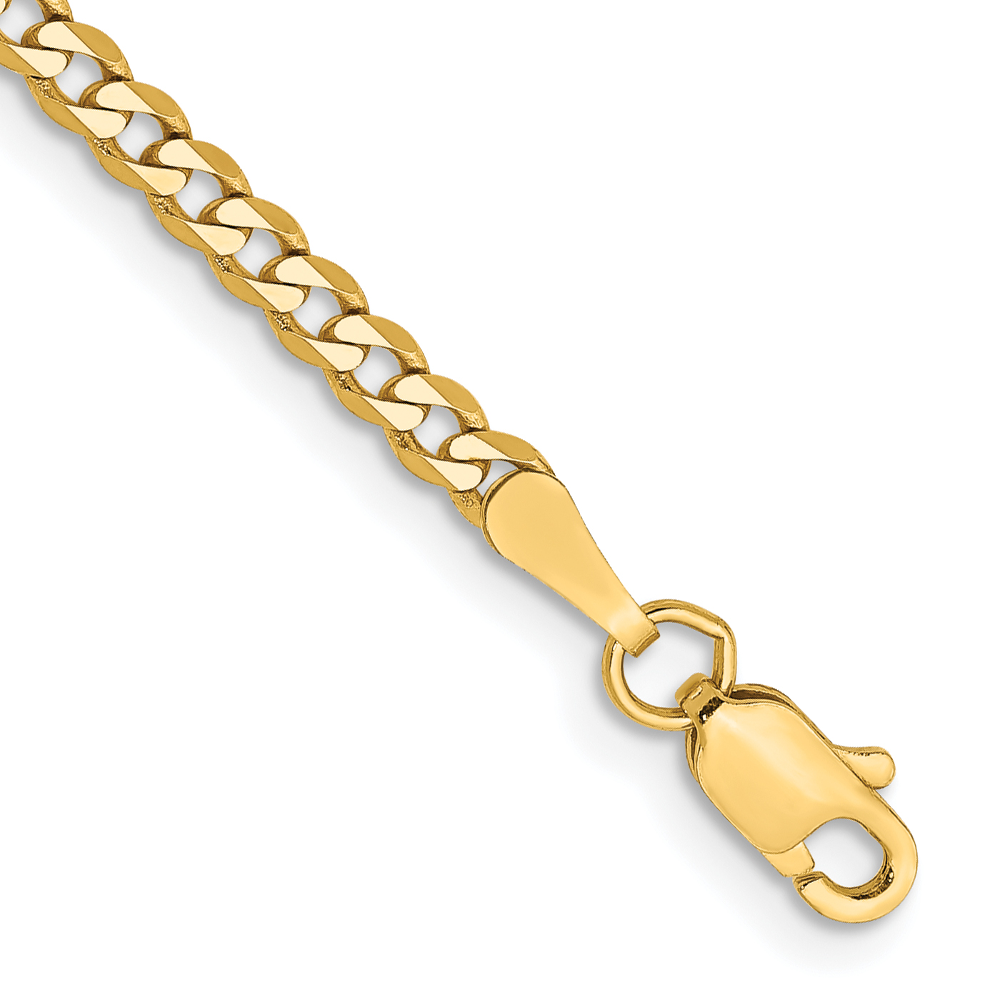 14K 9 inch 2.3mm Flat Beveled Curb with Lobster Clasp Anket (FBU070-9)