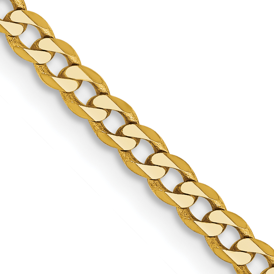 14K 16 inch 2.3mm Flat Beveled Curb with Lobster Clasp Chain (FBU070-16)
