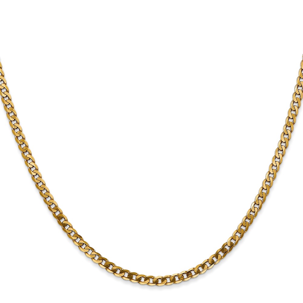 14K 22 inch 2.9mm Flat Beveled Curb with Lobster Clasp Chain (FBU080-22)
