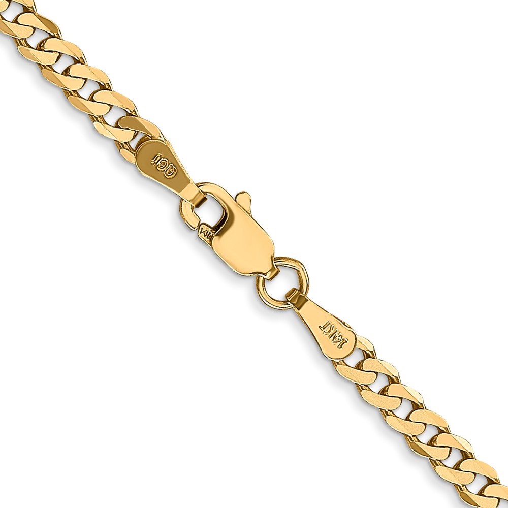 14K 22 inch 2.9mm Flat Beveled Curb with Lobster Clasp Chain (FBU080-22)