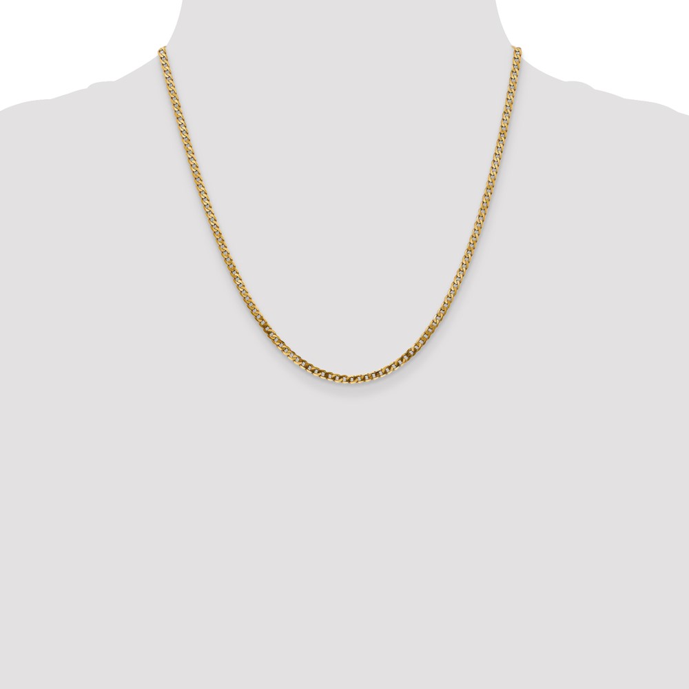 14K 20 inch 2.9mm Flat Beveled Curb with Lobster Clasp Chain (FBU080-20)