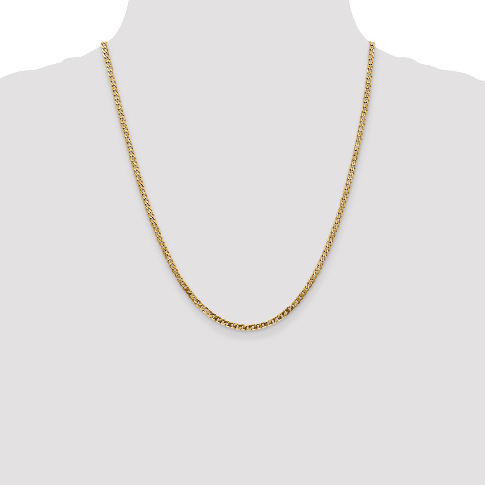 14K 22 inch 2.9mm Flat Beveled Curb with Lobster Clasp Chain (FBU080-22)