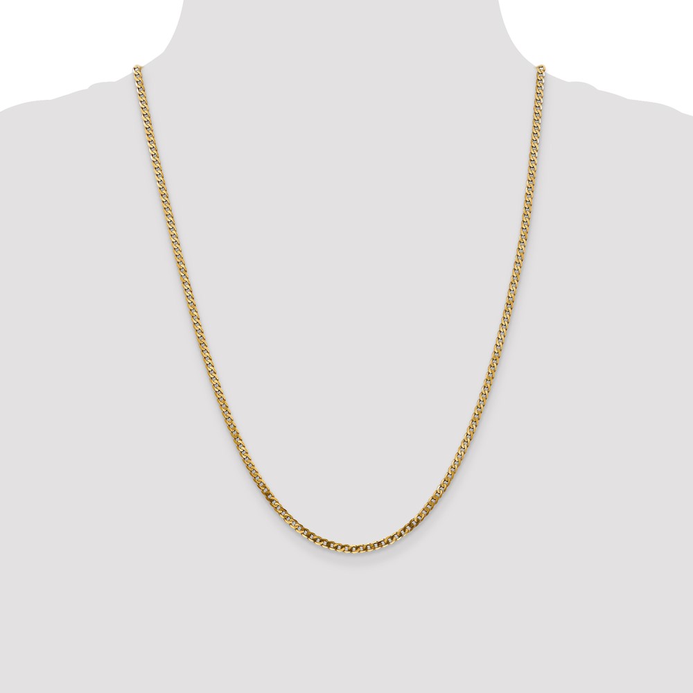 14K 24 inch 2.9mm Flat Beveled Curb with Lobster Clasp Chain (FBU080-24)