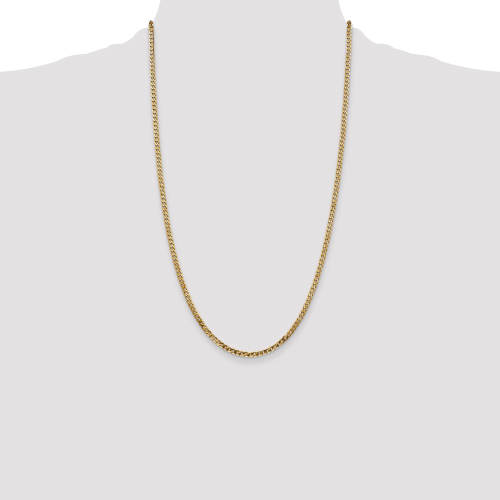 14K 26 inch 2.9mm Flat Beveled Curb with Lobster Clasp Chain (FBU080-26)