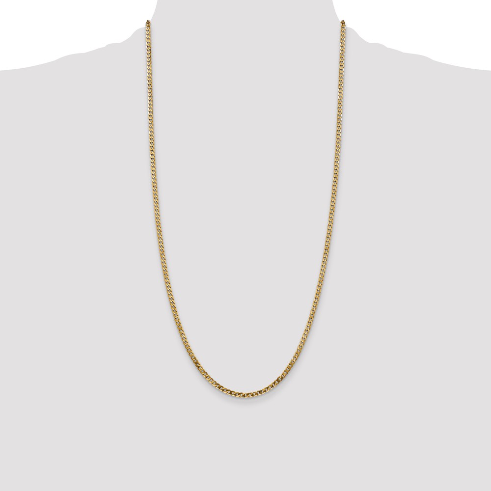 14K 28 inch 2.9mm Flat Beveled Curb with Lobster Clasp Chain (FBU080-28)