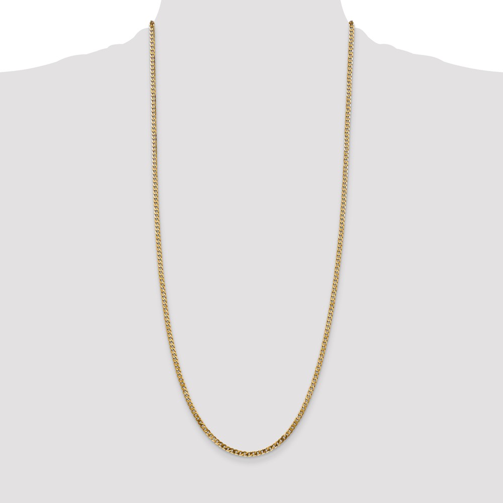 14K 30 inch 2.9mm Flat Beveled Curb with Lobster Clasp Chain (FBU080-30)