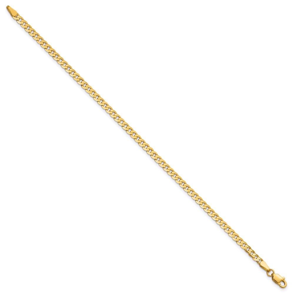 14K 7 inch 2.9mm Flat Beveled Curb with Lobster Clasp Bracelet (FBU080-7)