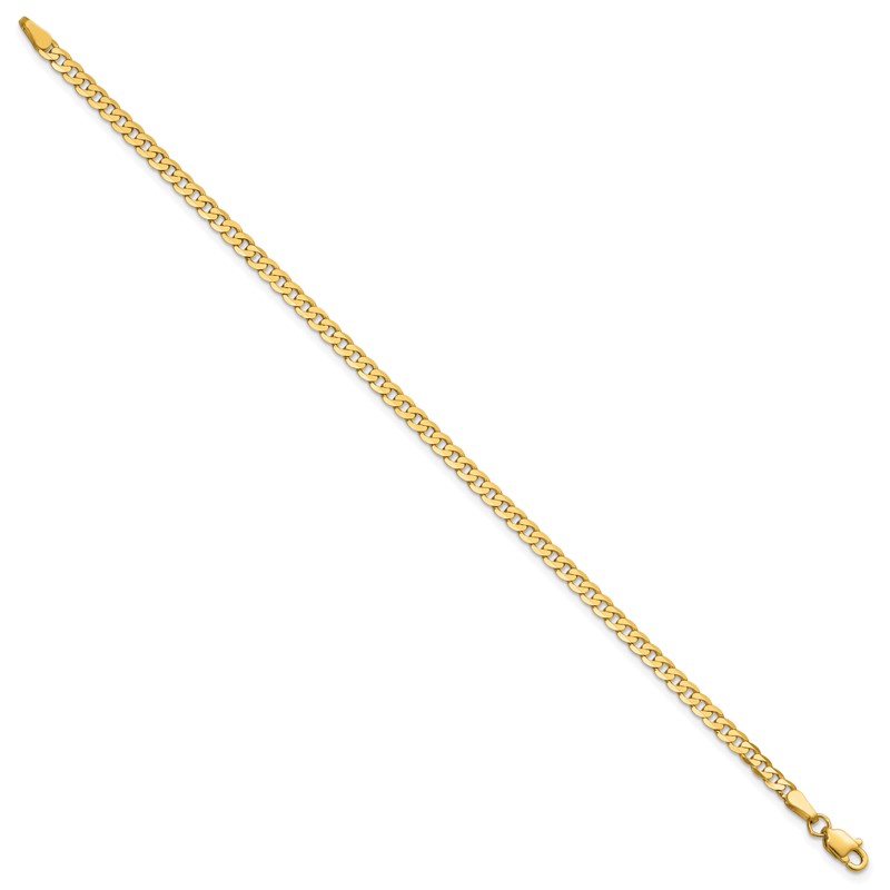 14K 7 inch 2.9mm Flat Beveled Curb with Lobster Clasp Bracelet