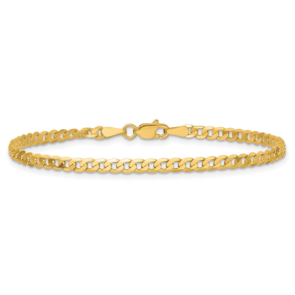 14K 7 inch 2.9mm Flat Beveled Curb with Lobster Clasp Bracelet (FBU080-7)