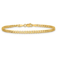 14K 2.9mm Yellow Gold Flat Beveled Curb Bracelet with Lobster Clasp, 7" view 4