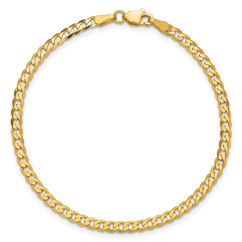 14K 7 inch 2.9mm Flat Beveled Curb with Lobster Clasp Bracelet (FBU080-7)