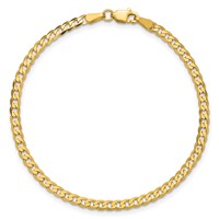14K 2.9mm Yellow Gold Flat Beveled Curb Bracelet with Lobster Clasp, 7" view 5