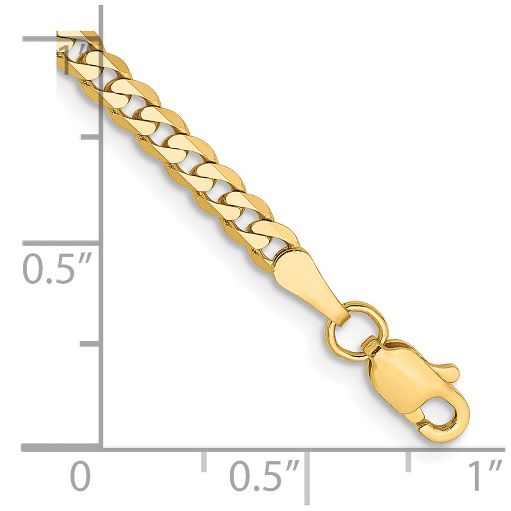 14K 7 inch 2.9mm Flat Beveled Curb with Lobster Clasp Bracelet (FBU080-7)