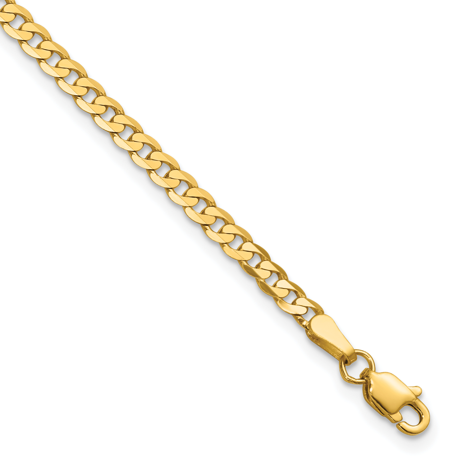 14K 7 inch 2.9mm Flat Beveled Curb with Lobster Clasp Bracelet (FBU080-7)