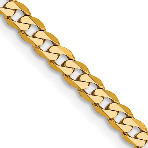 14K 22 inch 2.9mm Flat Beveled Curb with Lobster Clasp Chain