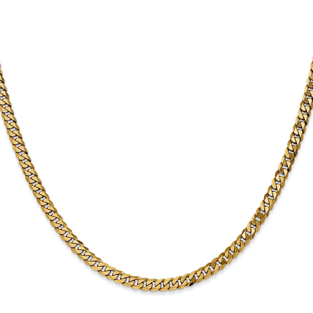 14K 16 inch 3.9mm Flat Beveled Curb with Lobster Clasp Chain (FBU100-16)