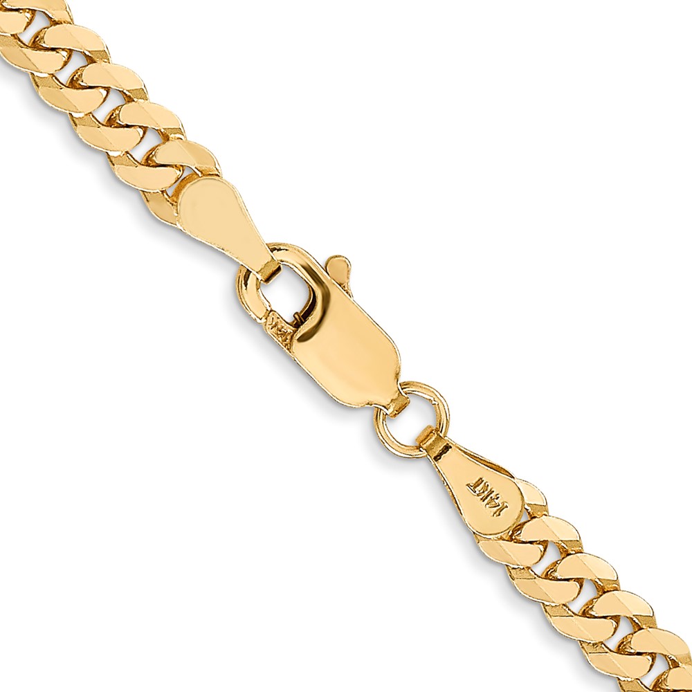 14K 16 inch 3.9mm Flat Beveled Curb with Lobster Clasp Chain (FBU100-16)