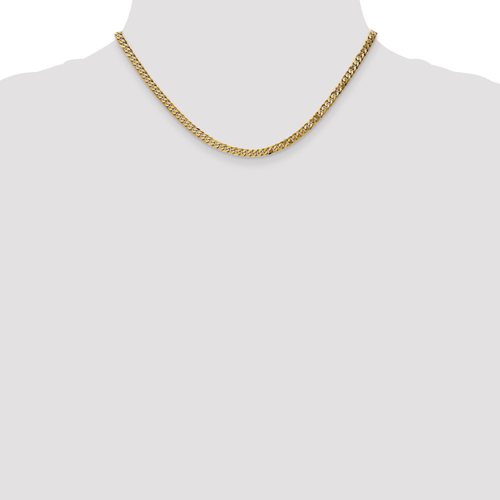 14K 16 inch 3.9mm Flat Beveled Curb with Lobster Clasp Chain (FBU100-16)