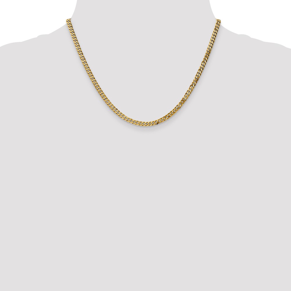14K 18 inch 3.9mm Flat Beveled Curb with Lobster Clasp Chain (FBU100-18)