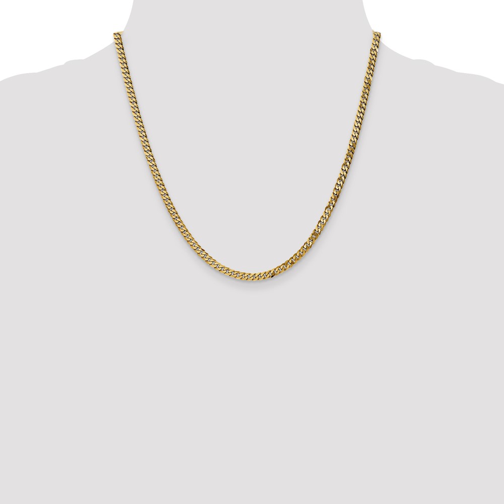 14K 20 inch 3.9mm Flat Beveled Curb with Lobster Clasp Chain (FBU100-20)