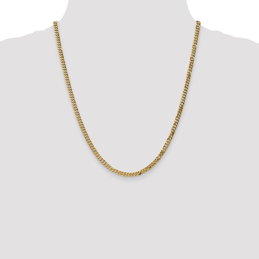 14K 22 inch 3.9mm Flat Beveled Curb with Lobster Clasp Chain (FBU100-22)