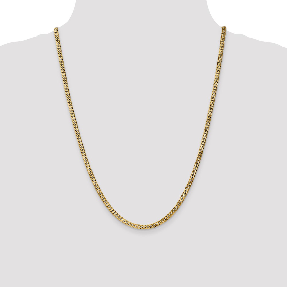 14K 24 inch 3.9mm Flat Beveled Curb with Lobster Clasp Chain (FBU100-24)