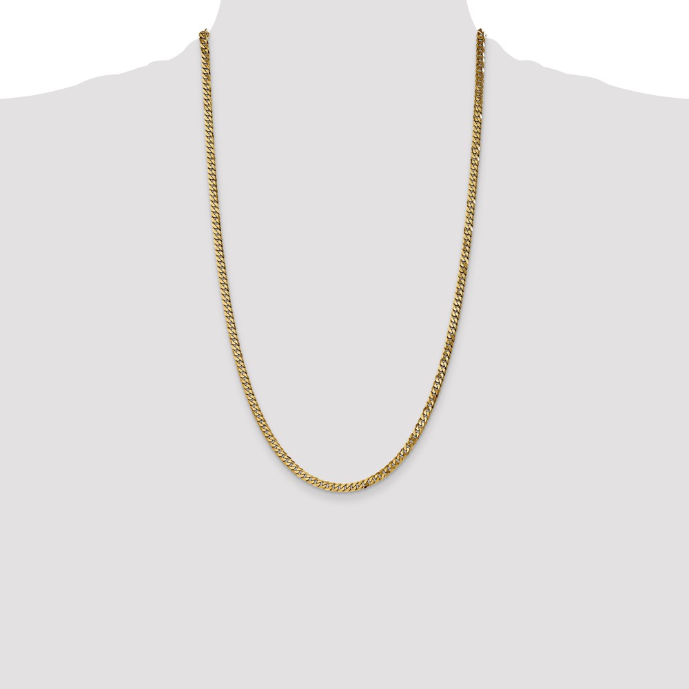 14K 26 inch 3.9mm Flat Beveled Curb with Lobster Clasp Chain (FBU100-26)